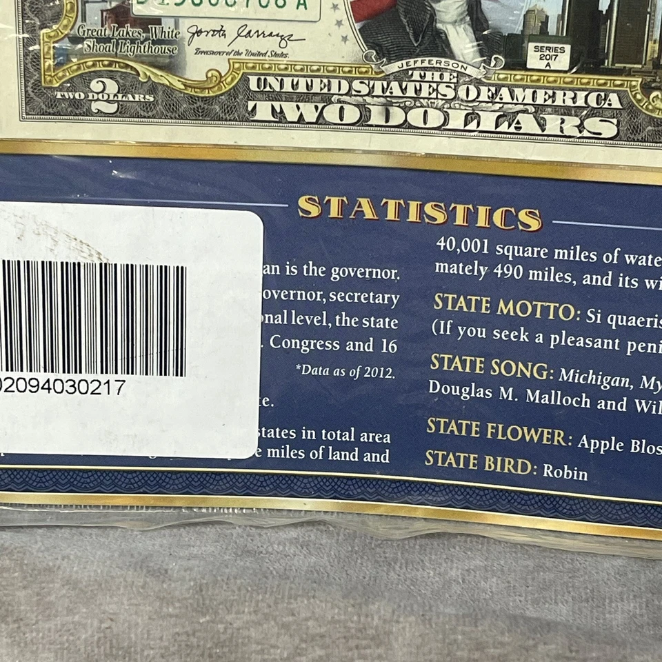 2012 2 Dollar Bill Michigan State Note Colorized - Image 3 of 3