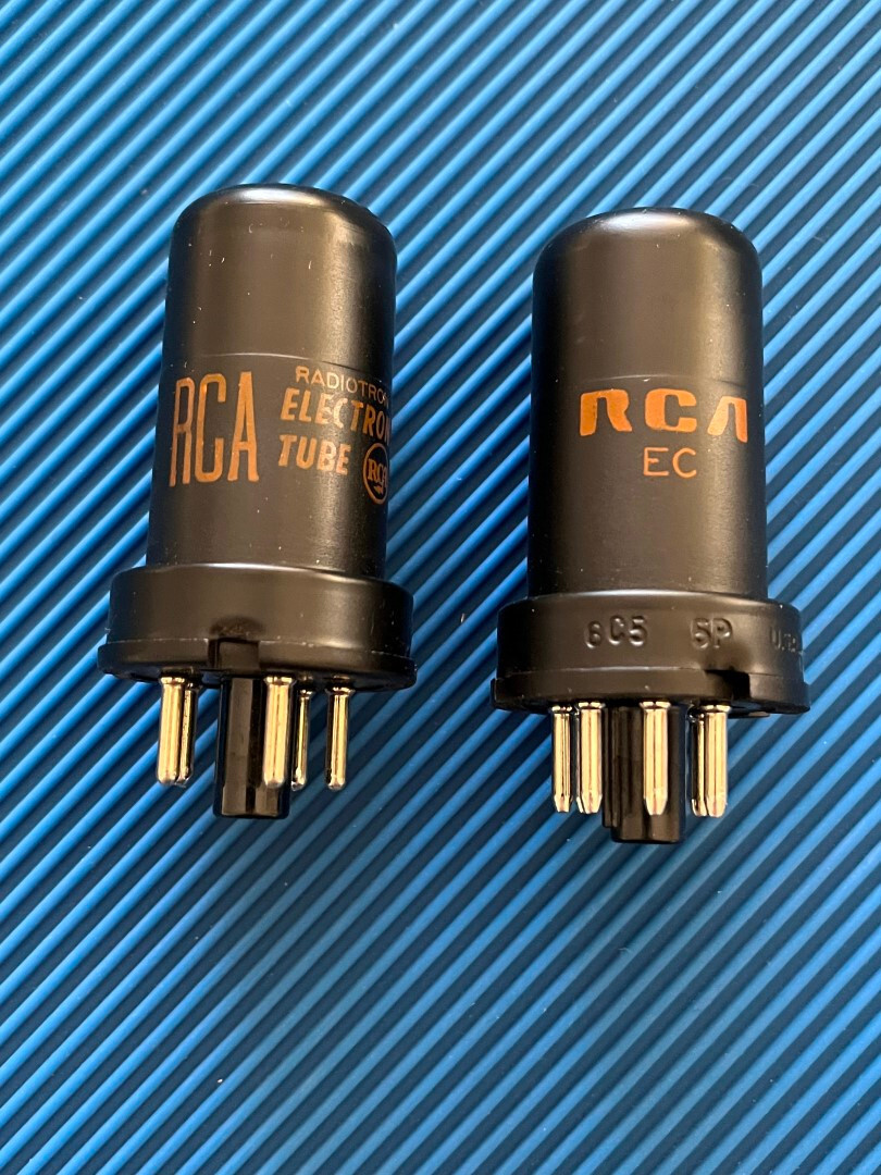 MATCHED NOS Pair RCA 6C5 Black Metal Can Vacuum Tubes 1966 & 1965 PR134