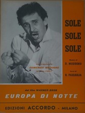 SPARTITO MUSICALE gigante Domenico Modugno Sole sole sole film "Europa di notte"