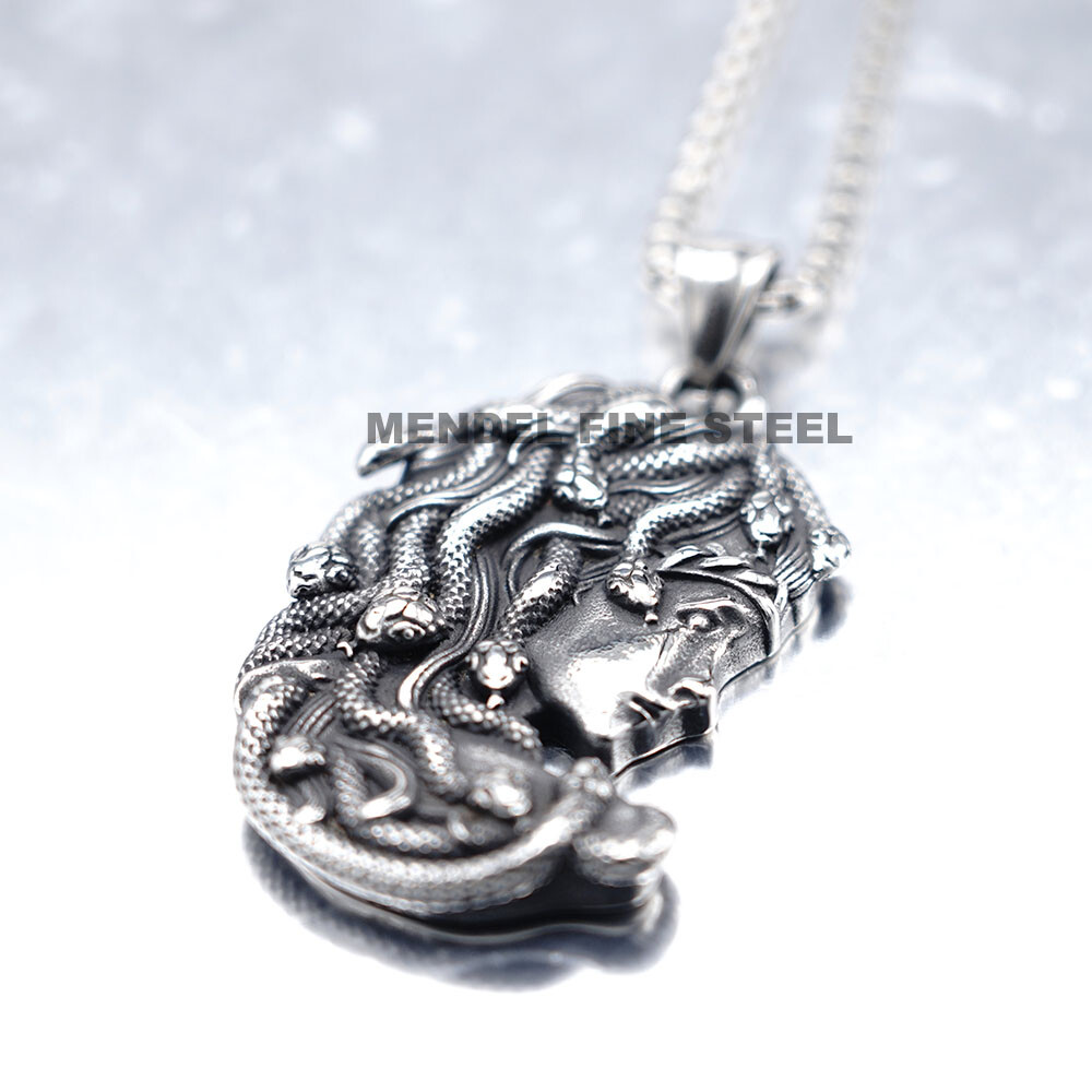 Cool Stainless Steel Medusa Snake Necklace For Men & Women – Greek Myth Style Pendant