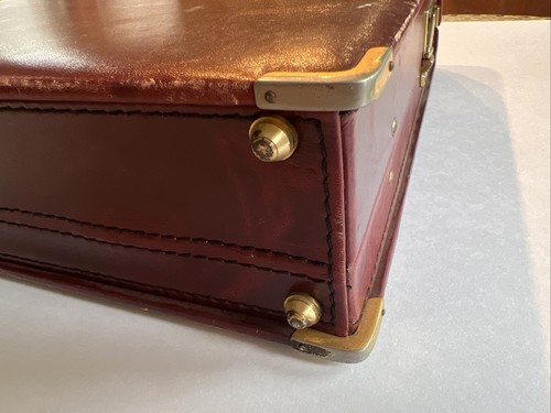 Tumi burgunderrote rote Echtleder hart schmale Aktentasche Attache Vintage - Bild 5 von 13