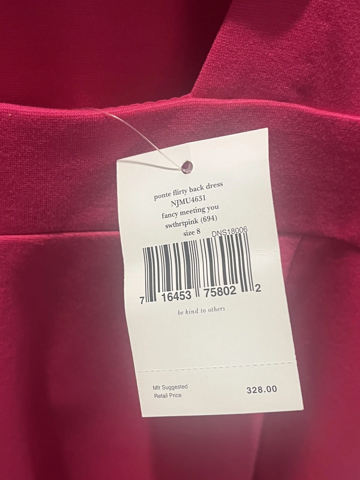 NUOVO abito Kate Spade rosa civettuolo fiocco schiena taglia 8 fantasia incontrarti $328
