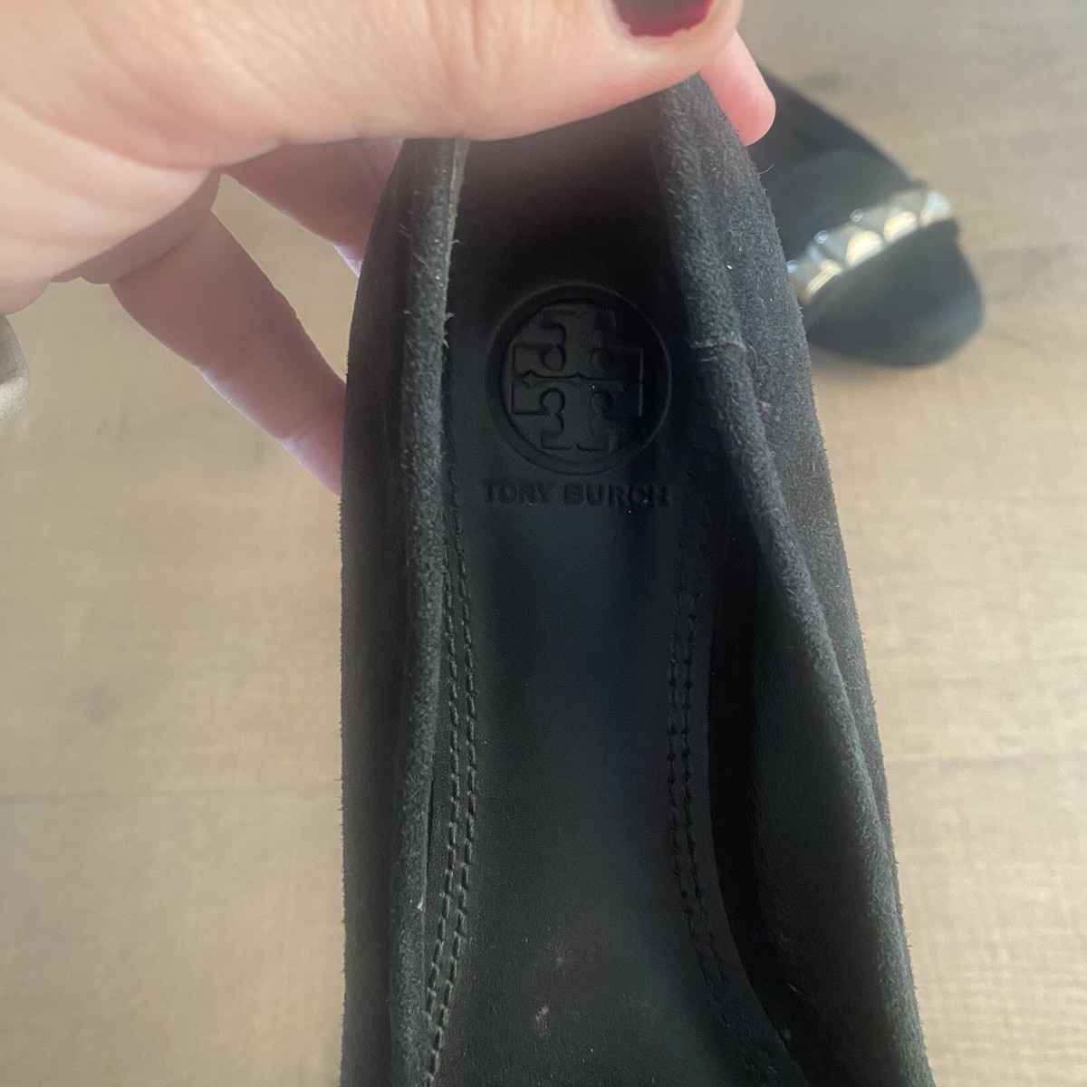 tory burch SIZE 7 suede studded flats stud shoes | eBay