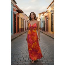 NWT Farm Rio Women's Summer Garden Ombre Midi Dress Size Small