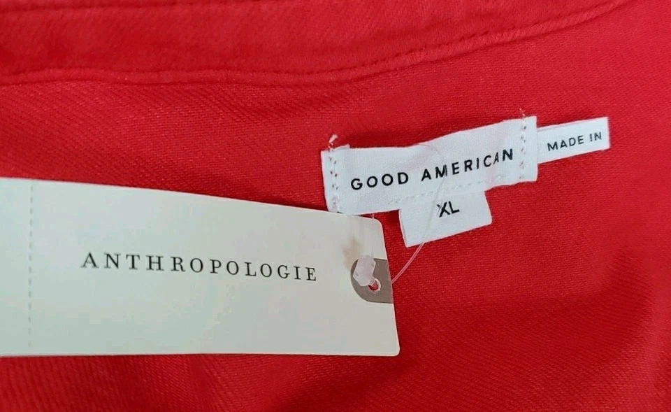 Nuevo Mono Good American Manga Corta Cuello Cremallera Completa Rojo Talla XL Foto 4 de 4