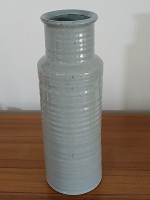 Ashley Deus Tall Column Ribbed Vase Gray/Green