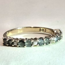 14k sapphire and white sapphire ring size 5.80 yellow gold blue green sapphire