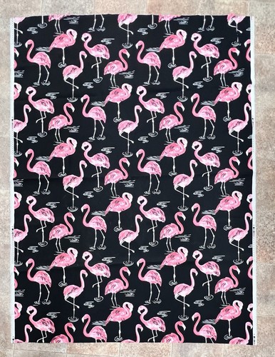 Tempo Terrasol Polsterstoff Indoor Outdoor rosa Flamingos auf schwarz 55 x 76" - Bild 4 von 6