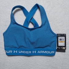 Image of Under Armour Sports Bra Womens Small Blue NEW Crossback Mid Heather 1361036