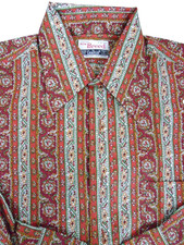 Vtg Campus Now Breed Shirt Tapered Long Sleeve Floral USA Made Men's Size L
