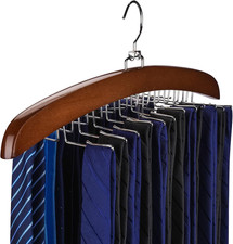 Tie Rack Tie Hanger 24 Hooks Wooden, Tank Top Hanger,Belt Organizer for Closet,W