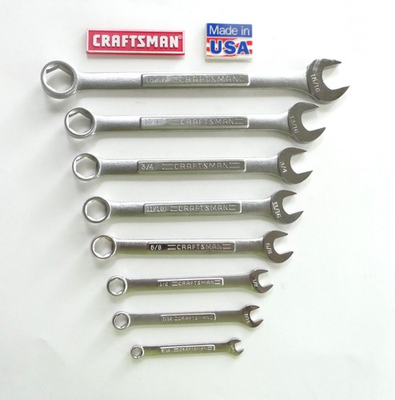#ad #ad Craftsman 8 PC ASSTD 6 Point SAE Combination Wrench#x27;s Made In The USA Engraved $74.99