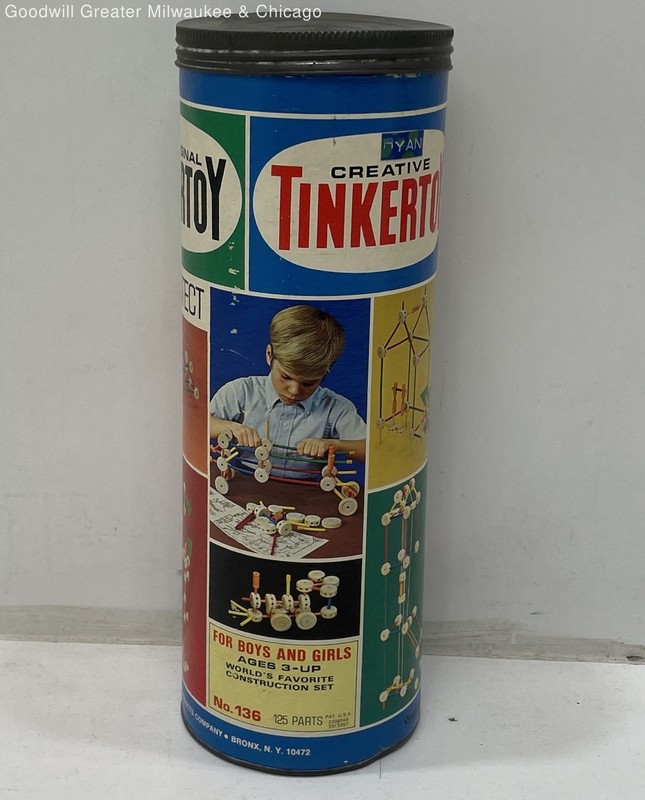 Vintage Tinkertoy Junior Architect Construction Set In Original Container