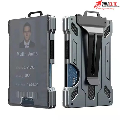Mens Aluminum RFID Blocking Money Clip Slim Credit ID Card Holder Metal Wallet - Picture 12 of 12
