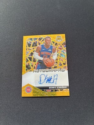 2024-25 Panini Mosaic Auto Dennis Schröder Gold /10 Detroit Pistons
