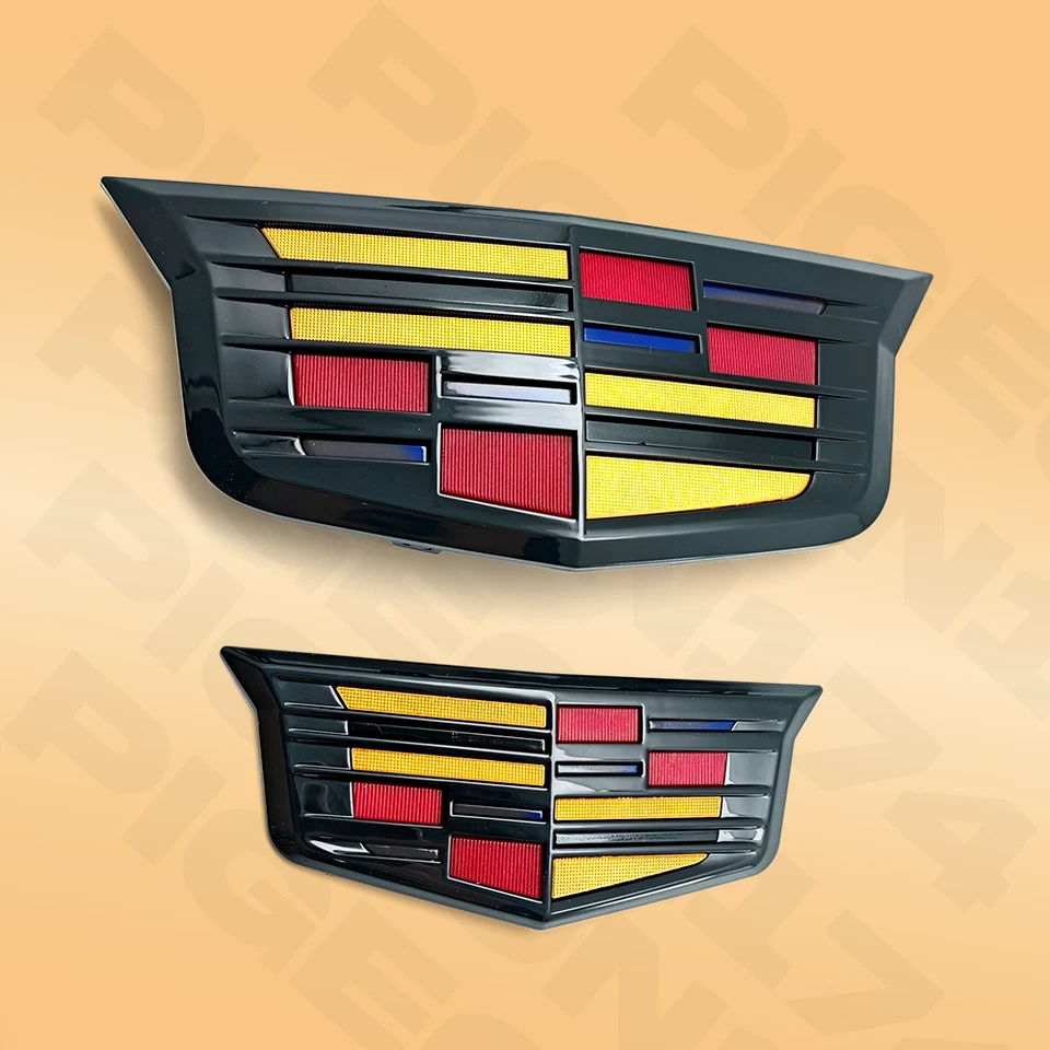 Front Grille + Tailgate Trunk Emblem Raised Badge for Cadillac CT6 XT5 ATS XTS Foto 2 de 4