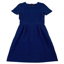Madewell A-Line Dress Women’s 2 Blue Black Stripes Short Sleeve Career