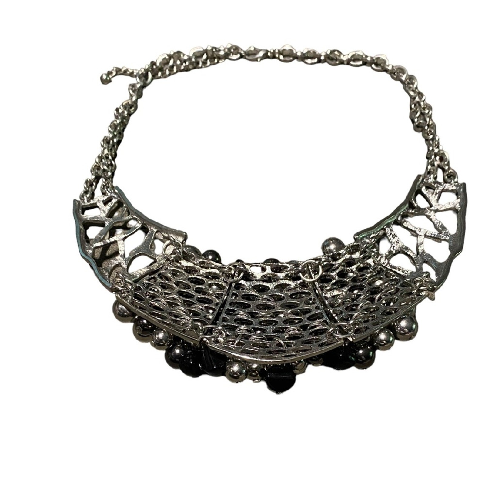 Stunning Black and Silver Statement Necklace - image 2