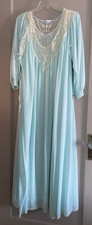 Vintage Miss Elaine Small Blue Nylon Lace Peignoir Set robe  nightgown Feminine
