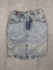 Jordache Skirt Womens 10 Blue Denim Acid Wash High Rise Knee Length Casual