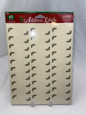 60 RIBBON & HOLLY Gartner Studios Holiday Address labels Printer Safe Xmas Card