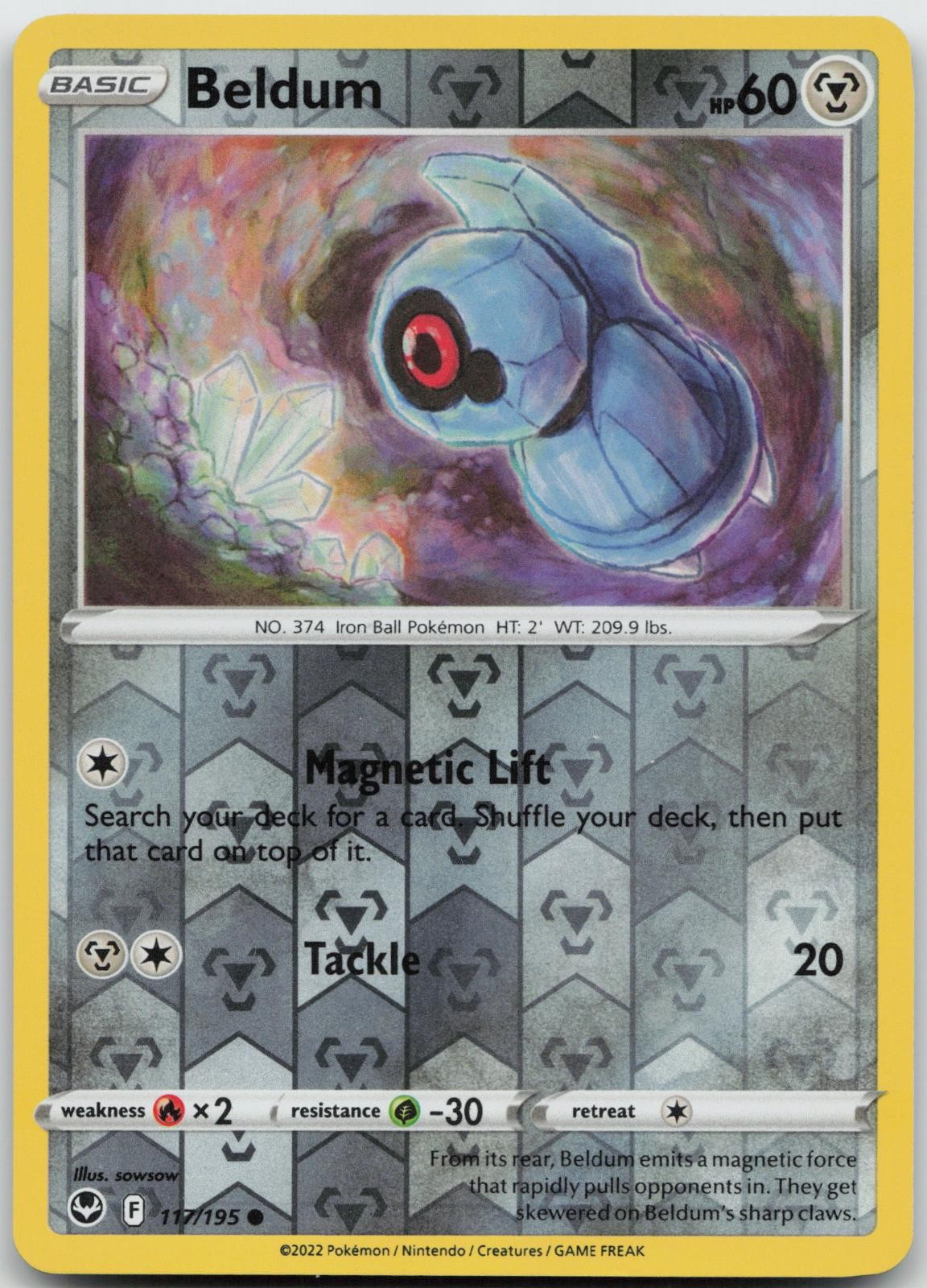 Beldum 117/195 Common Silver Tempest Pokemon Reverse Holo Near Mint