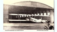 Vintage 1923 Farman Goliath Airplane at Croydon Aerodrome Postcard