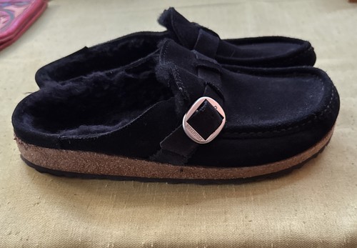 Birkenstock Boston Pantolette Lammfell schwarz Wildleder Leder Fell gefüttert Gr. 40 - Bild 4 von 13