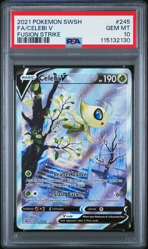2021 POKEMON SWORD & SHIELD FUSION STRIKE #245 FULL ART/CELEBI V PSA 10