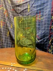 Vintage Blenko Green Glass Tumbler Pinched Hand Made Art Glass 6 Inches Tall