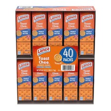 Lance ToastChee Peanut Butter Sandwich Crackers 40 Snack Packs 240 Total Cracker