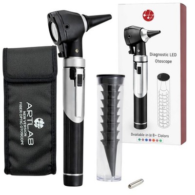PREMIUM FIBEROPTIC OTOSCOPE SET ENT EXAMINATION DIAGNOSTIC USE -BLACK 