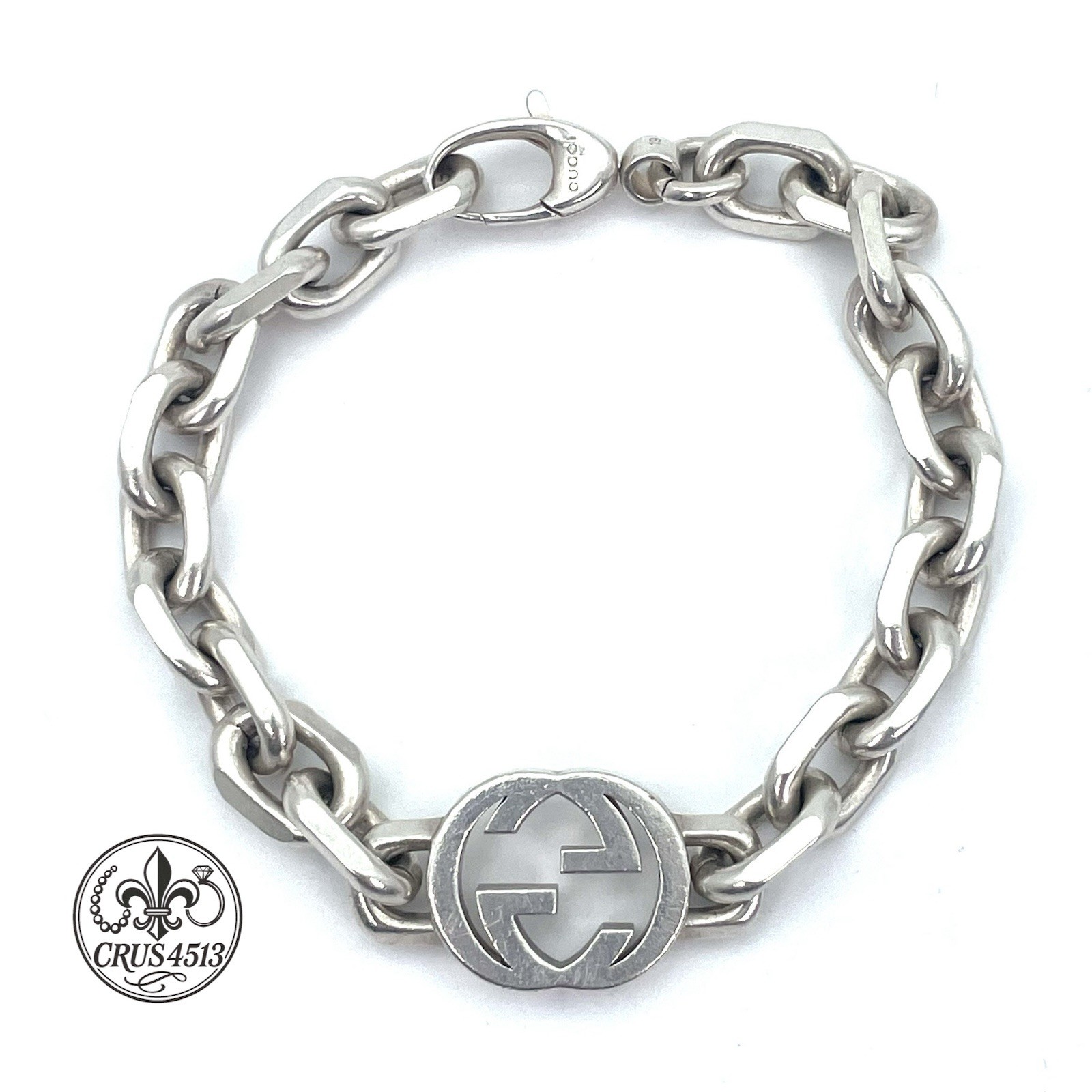 Gucci Classic Sterling Silver Interlocking Chain … - image 8