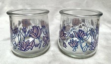 Set of 2 Oui Yogurt Limited Edition Pink Floral 5oz Single Serve Glass Jars Used