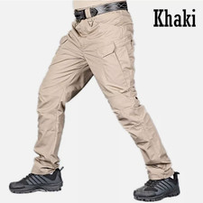 Men Tactical Cargo Pants Soldier Straight-fit Work Combat Trousers Outdoor Pants