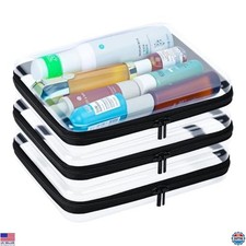 3-Pack Clear Hard Shell Zipper Cases by Bliss - Organizers for Makeup & Puzzles