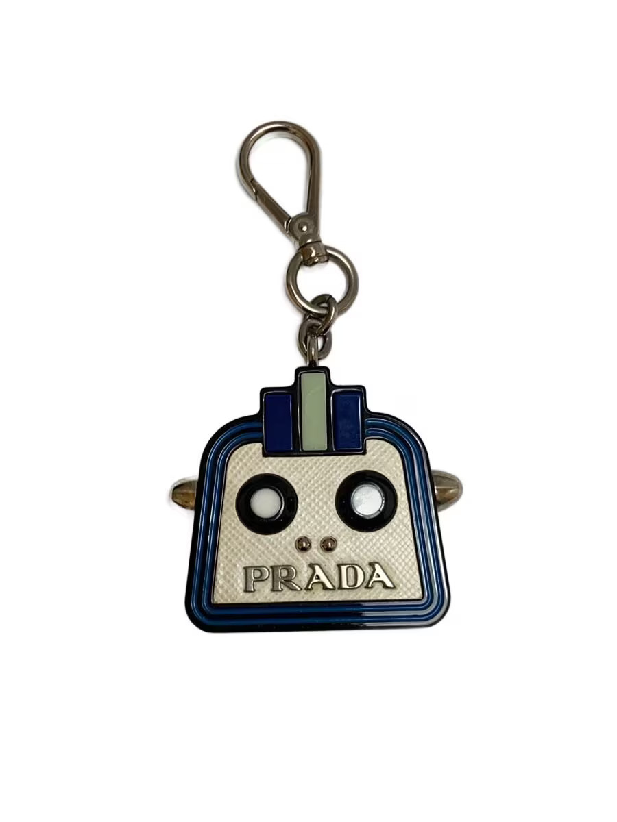 PRADA Robot Motif Charm Keychain BLU Men's, Minor Scratches