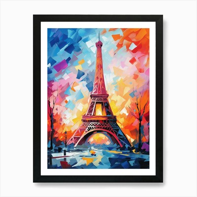 Eiffel Tower Paris at Night III, Mo Framed Wall Art Poster Canvas Print Picture