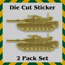 2-Pack Army M1 Abrams Main Battle Tank Waterproof Sticker Decal for Laptops