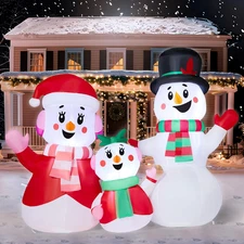 4FT Christmas Inflatables Trio Snowman 2025 NEW LED Outdoor Decoration