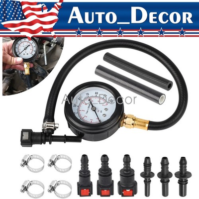 #ad #ad 100PSI Fuel Injection Pressure Tester Gauge with 3 Quick Connectors Set for Cars $15.99