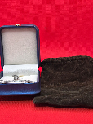 Michael Kors Silber Verstellbar Box Kette Slide Armband Rund Hänger Logo Charm