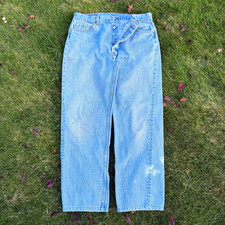 Vintage Levi's 501 Jeans Mens 36x36 Denim Blue Light Wash Made USA Button Fly