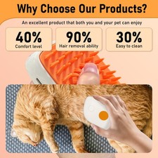 4-in-1 Cat Steam Grooming Brush  Anti-Static Shedding Spray Comb  Hair Removal