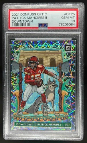 2021 Panini Donruss Optic Patrick Mahomes II Downtown! SSP #DT-25 Chiefs PSA 10