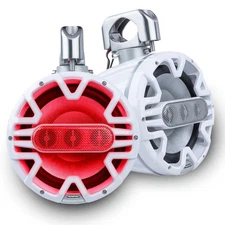 Memphis Audio MM84TW 8" RGB LED Tower Speakers and Mounting Brackets - White, Pa