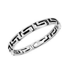 Trendy Greek Key or Meander Band Sterling Silver Ring-7