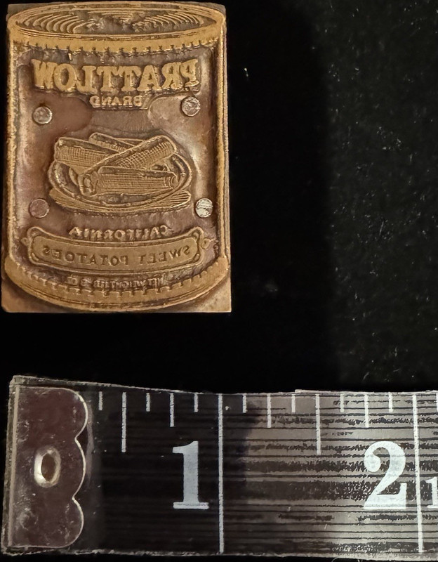 Prattlow Metal Printing Block California Sweet Potatoes Vintage