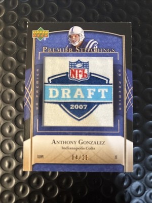 2007 UD Premier - Stitchings Anthony Gonzalez #PS-26 Draft/Team Logos Bronze /20