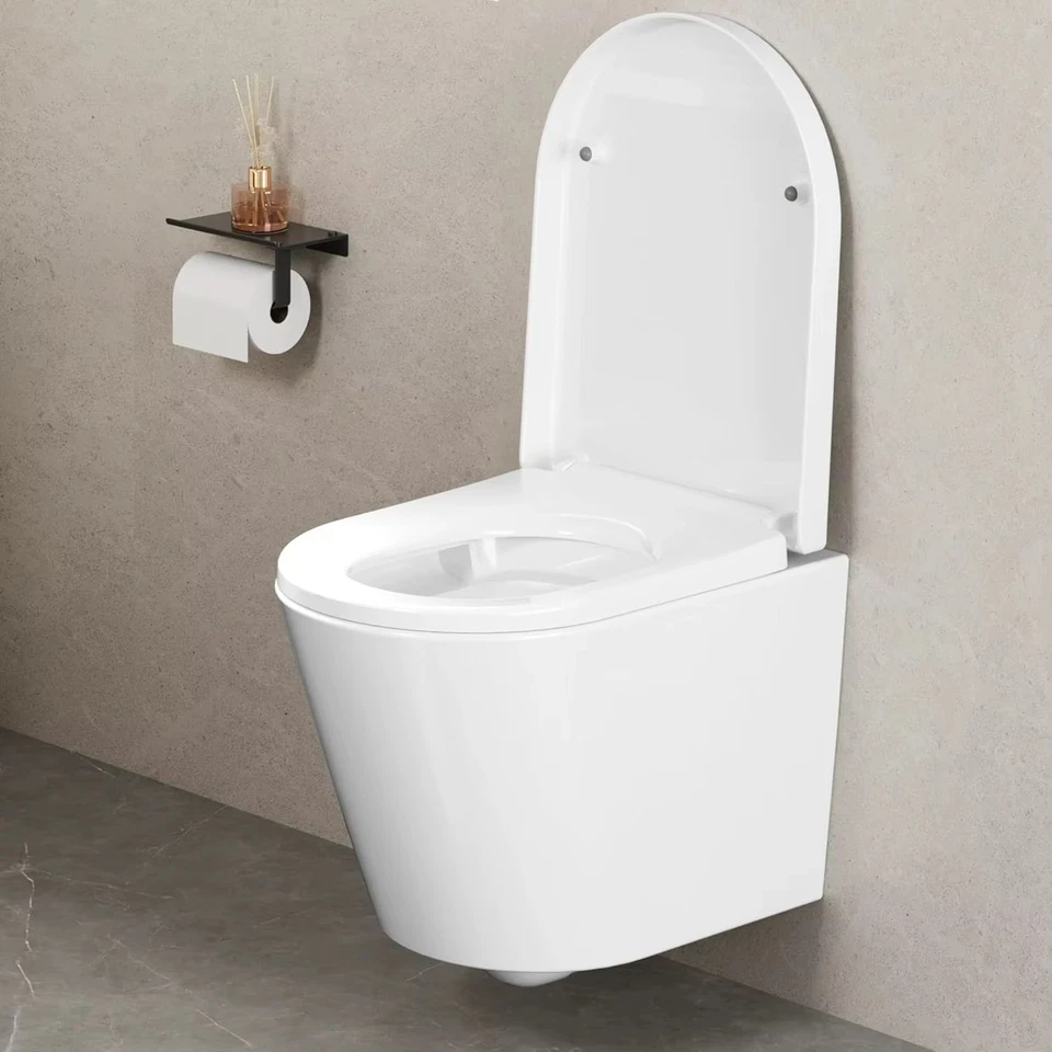 D-förmiger WC-Sitz | Slim Design | Soft-Close & Quick Release | Weiß - Bild 2 von 4